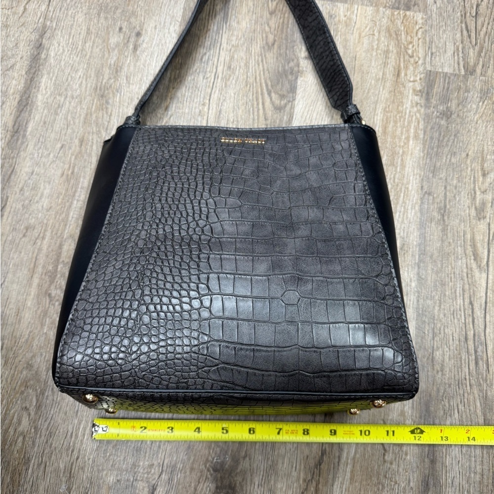 Ellen Tracy Camille Crocodile Hobo Bag With Strap | NWT | Gray